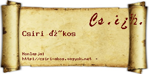 Csiri Ákos névjegykártya